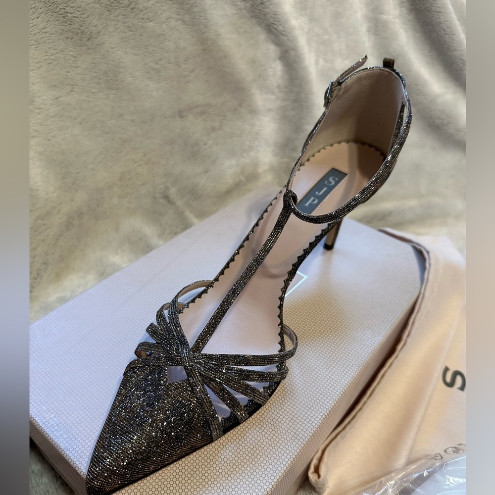 NWT SJP carrie 70 cartel metal FA leopard size 42 Made In Italy in box/show bag